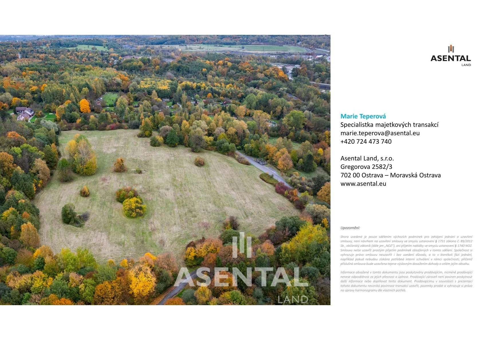 Pozemky pro bydlení – prodej souboru pozemků o výměře 43 470 m² v k.ú. Orlová