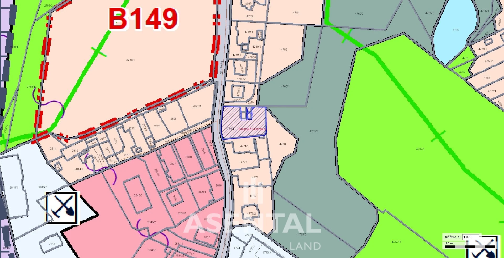 Prodej pozemků o celkové výměře 1 303 m² v k.ú. Slezská Ostrava