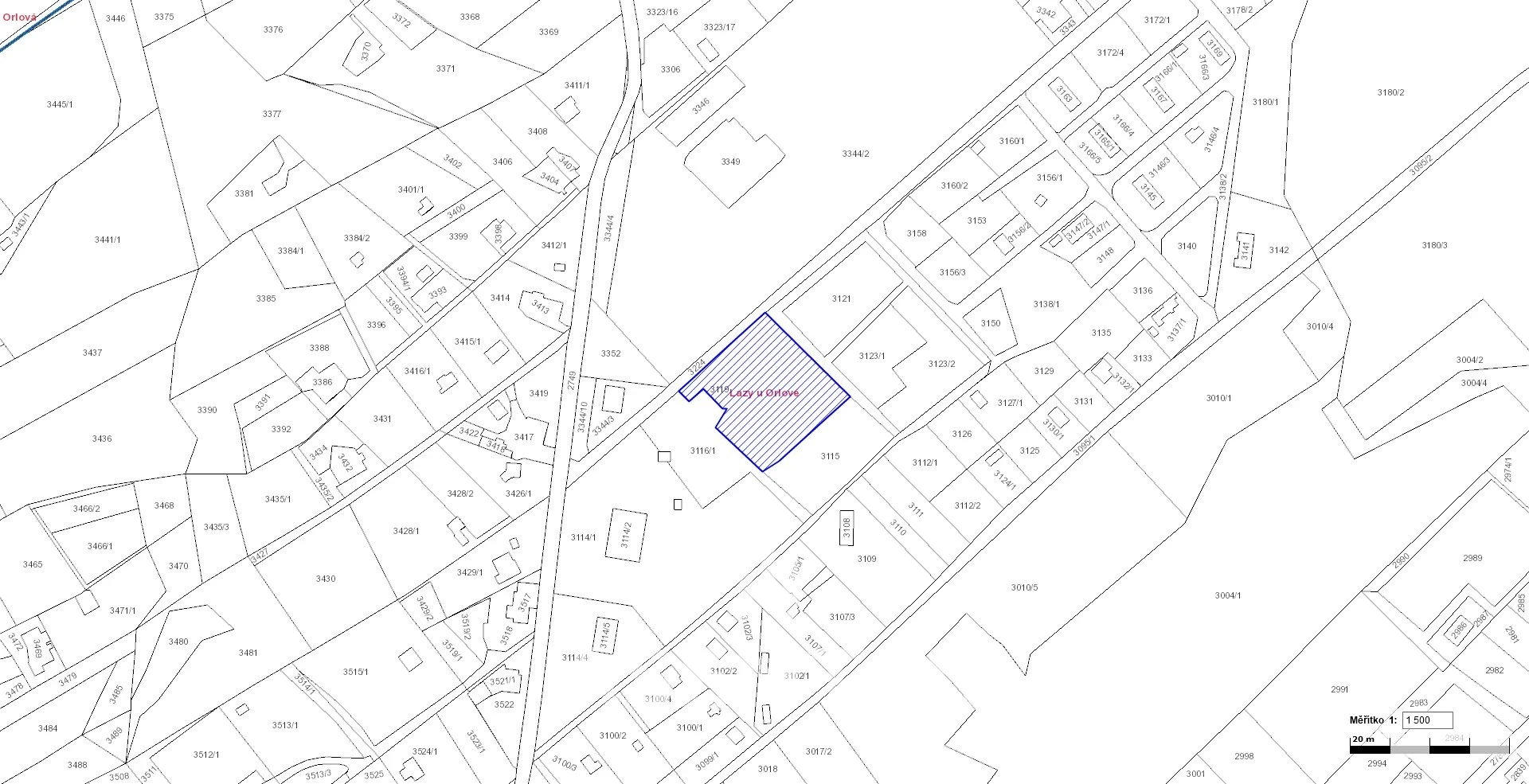 Prodej pozemku pro bydlení o výměře 3 267 m² v k.ú. Lazy u Orlové