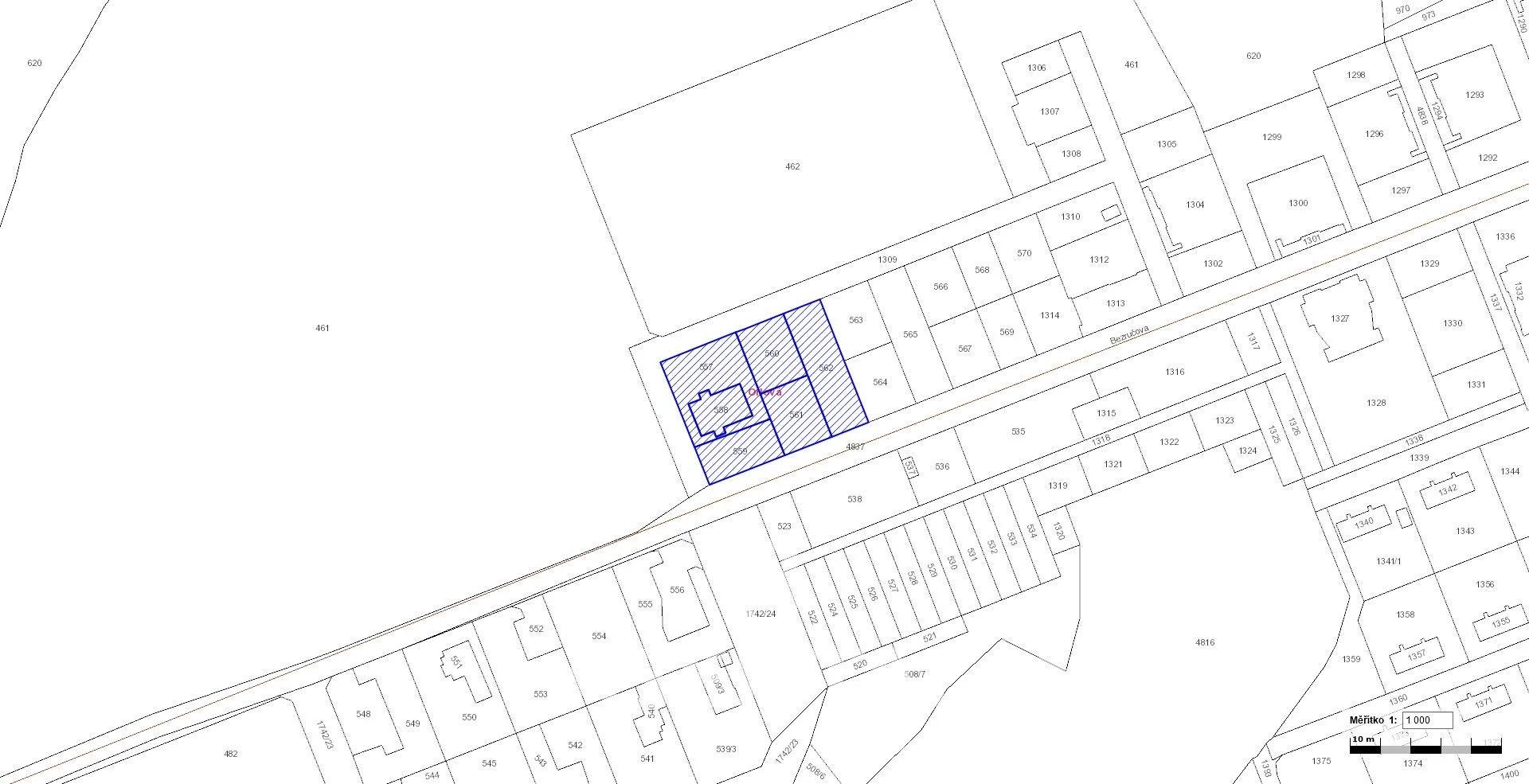 Prodej souboru pozemků o výměře 2 499 m² v k.ú. Orlová - transformační plocha - výroba lehká