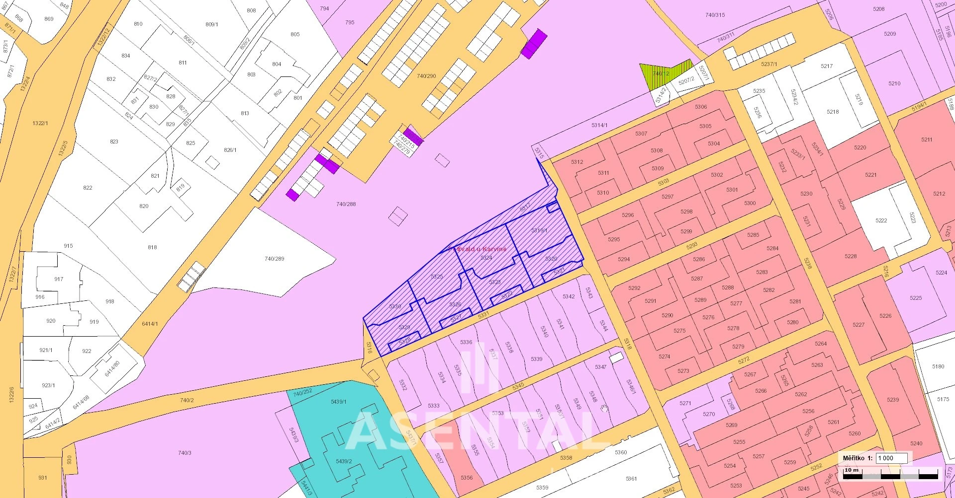 Prodej souboru pozemků o výměře 4 499 m² v k.ú. Petřvald u Karviné