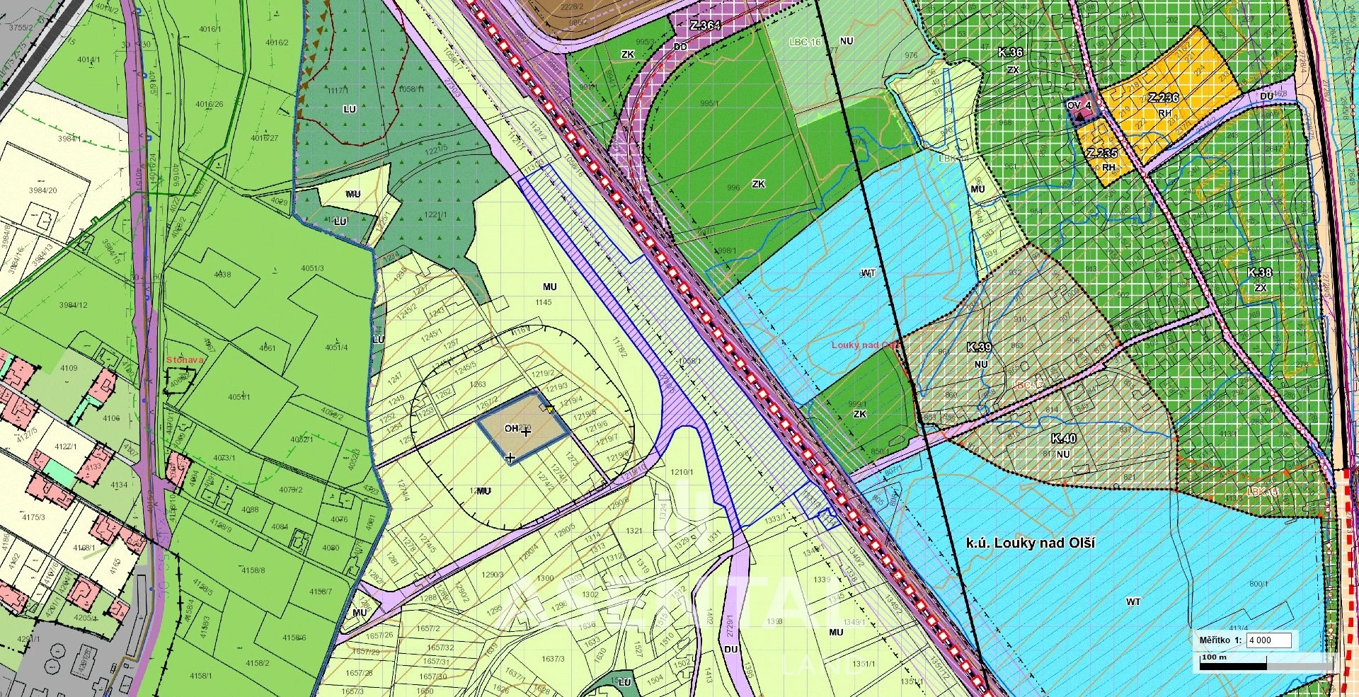 Prodej souboru pozemků o výměře 59 236 m² v k.ú. Louky nad Olší